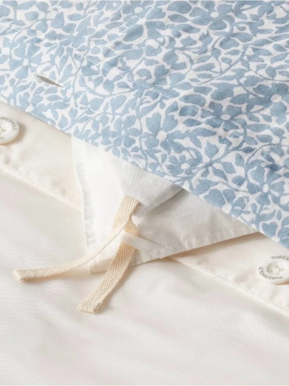 NEW Threshold Light Blue Floral Cotton duvet cover with pillowcase
